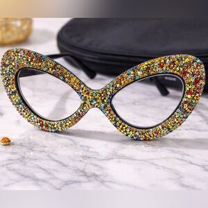 ✨ Multicolor Rhinestone Cat-Eye Glasses (RX)